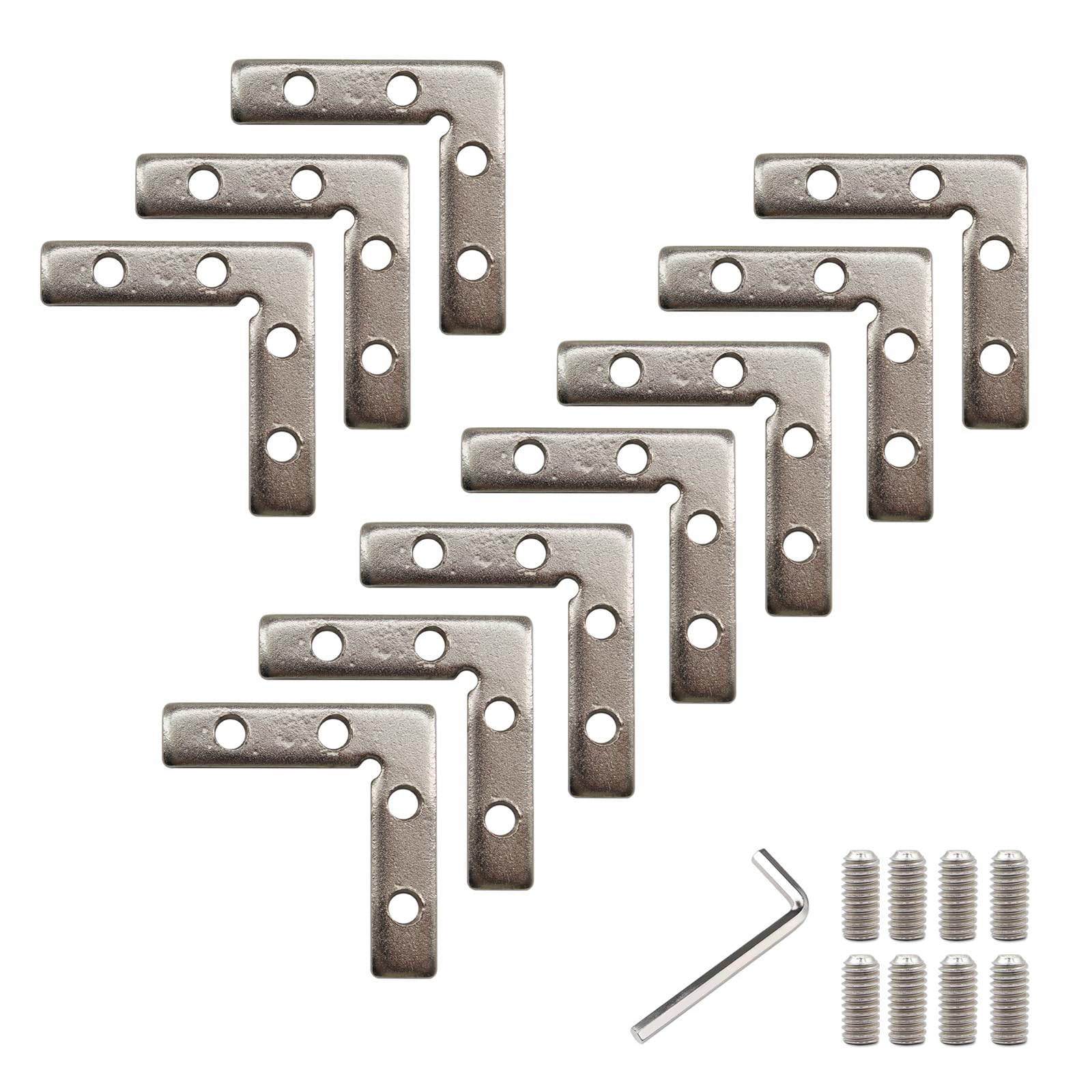 (10 Pieces) 3030 Series Aluminum Profile Connector Bracket Set 90 Degrees Carbon Steel L Shape Connector Come with Screws and Wrench
