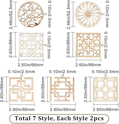 Miniatura 2 de GORGECRAFT 7 estilos 14 unids madera tallada Onlay Appliques Carving Decal Corner Craft Muebles sin pintar decoración de ventana de madera para