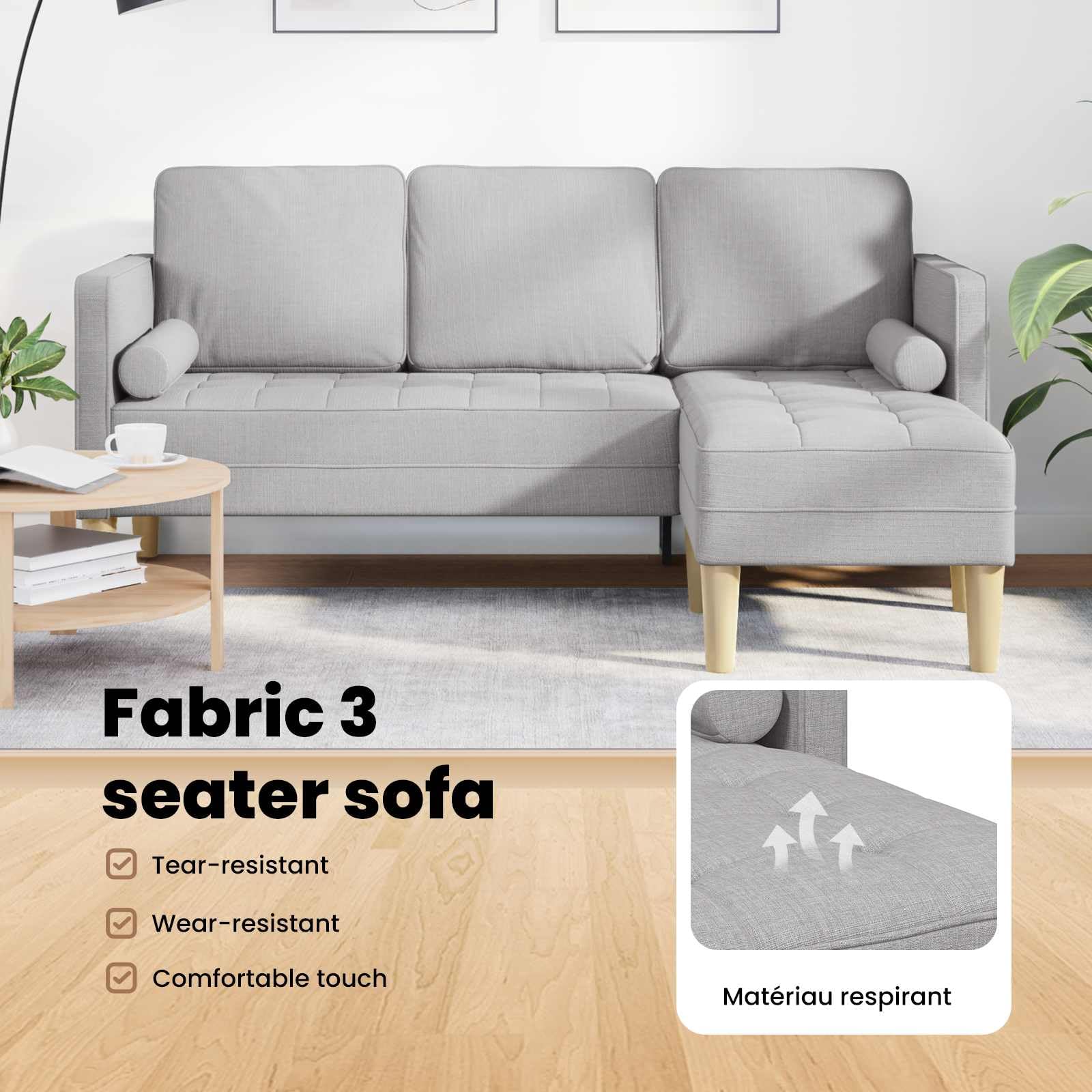 vidaXL Juego de Sofá Gris Nube 173 x 131 x 67 cm Poliéster