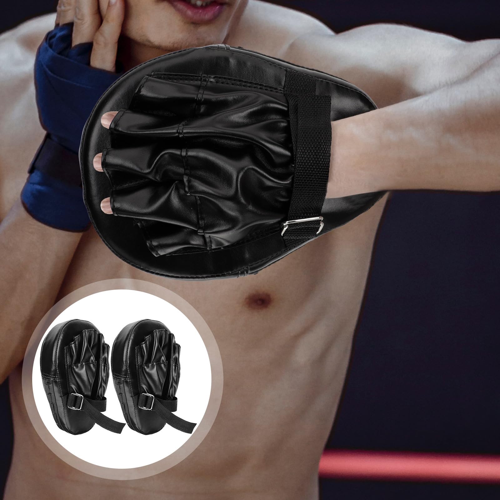 Handpratzen Boxen 2 Stück Schwarz mit 3-lagiger Pu-schwamm-konstruktion Sicher und Robust gegen Stöße für Kampfsport Training und Muay Thai