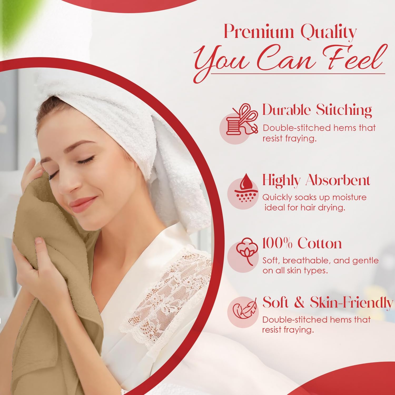 RIVERSIDE 6 Pack Premium Hand Towels Set, 16x28 inches, 100% Ring Spun Cotton, 600 GSM, Soft, Quick Dry and Highly Absorbent, Towels for Bathroom, Kitchen, Gym, Spa - Tan