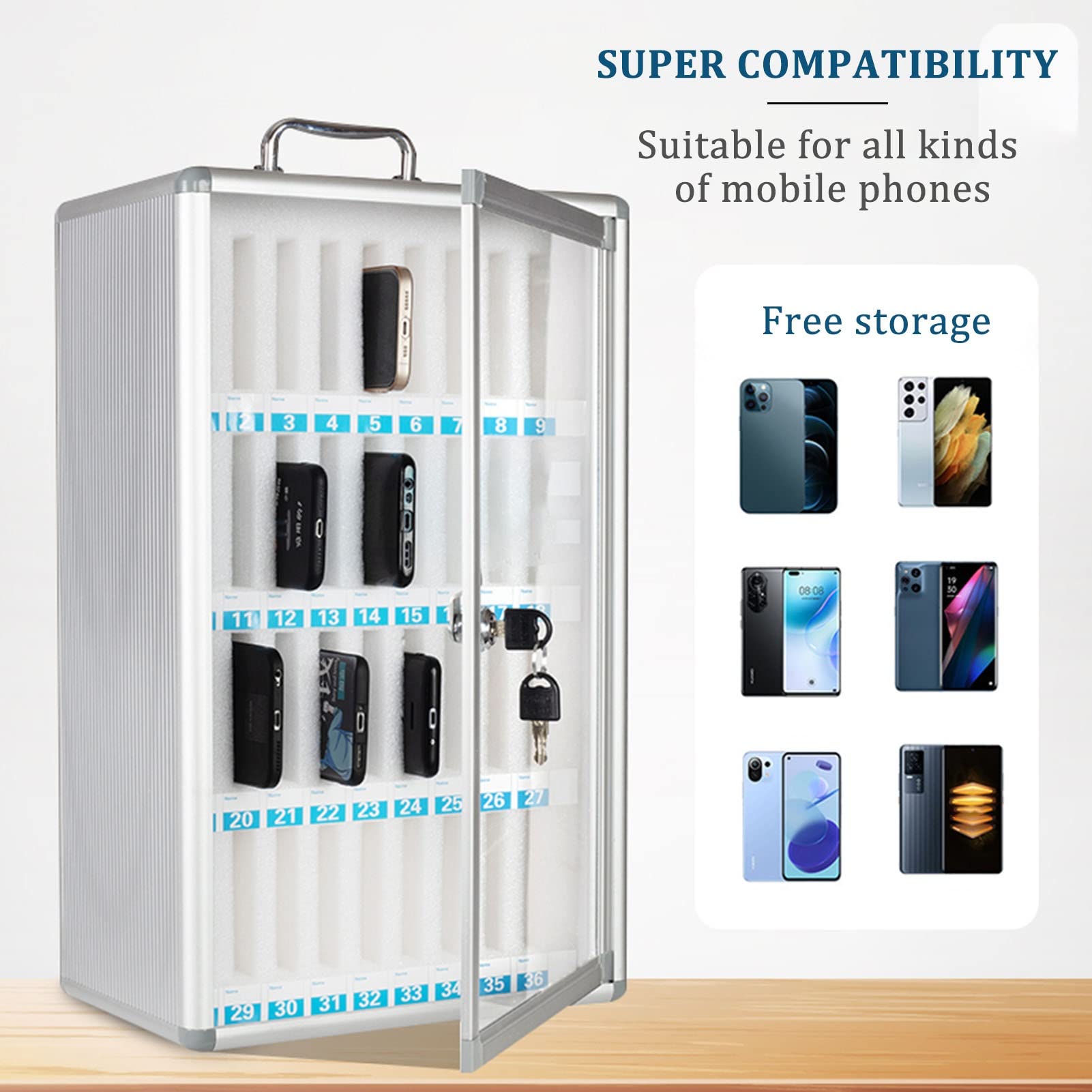 Opbergdoos, Slot Box, opbergdoos voor mobiele telefoon, Lock box telefoon, Opbergdoos voor wandmontage, mobiele telefoon houder klaslokaal, Wandmontage (Kleur: Zilver, Maat: 60Slots Opbergdoos, Slot Box, opbergdoos voor mobiele telefoon, Lock box telefoon, Opbergdoos voor wandmontage, mobiele telefoon houder klaslokaal, Wandmontage (Kleur: Zilver, Maat: 60Slots
