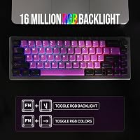 EPOMAKER EK68 65% Mechanikus Gamer Billentyűzet, Hot-Swap, Hármas Csatlakozás, 3000 mAh Akkumulátor, RGB Háttérvilágítás, PBT Keycaps, Feket 4