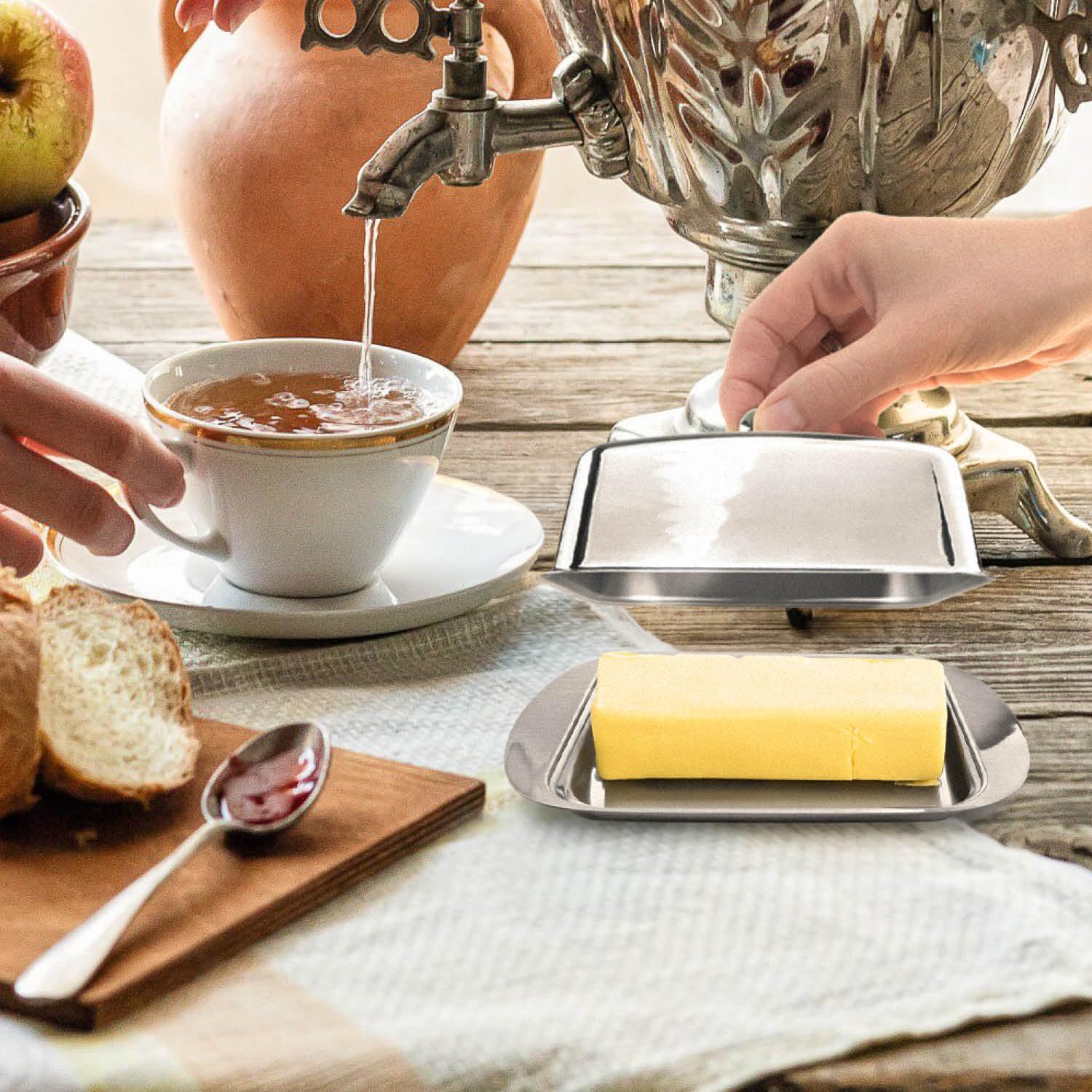 Burriera In Acciaio Inossidabile Con Coperchio - Elegante E Lavabile In Lavastoviglie - Foto 5