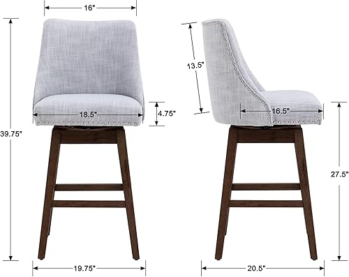 Miniatura 3 de chairus Juego de 2 sillas de bar de altura de mostrador, taburetes de bar giratorios modernos de mediados de siglo de 27 pulgadas con patas de