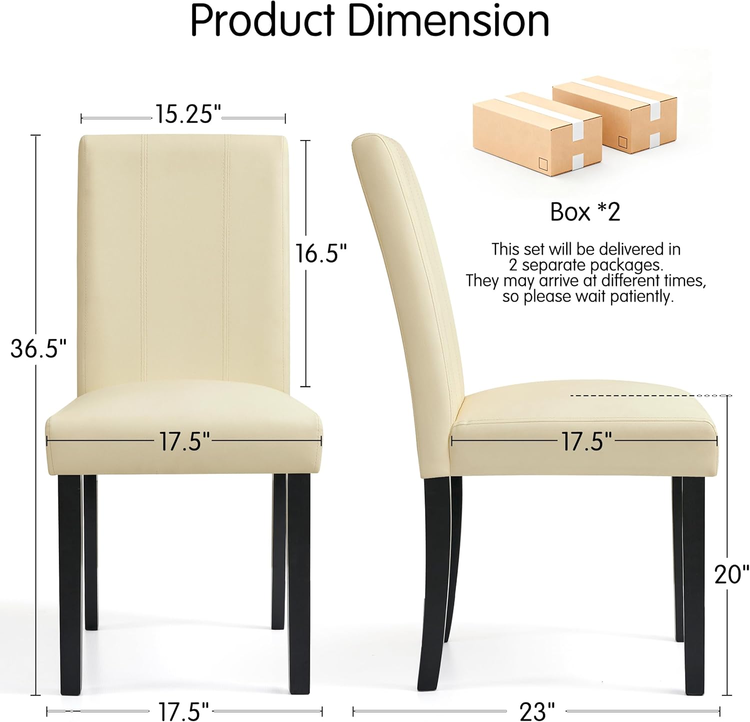 Dining Chairs Set of 4, Modern Dining Room Chair, Leather Upholstered Parsons Side Chairs with Solid Wood Legs for Kitchen/Living Room/Restaurant - White