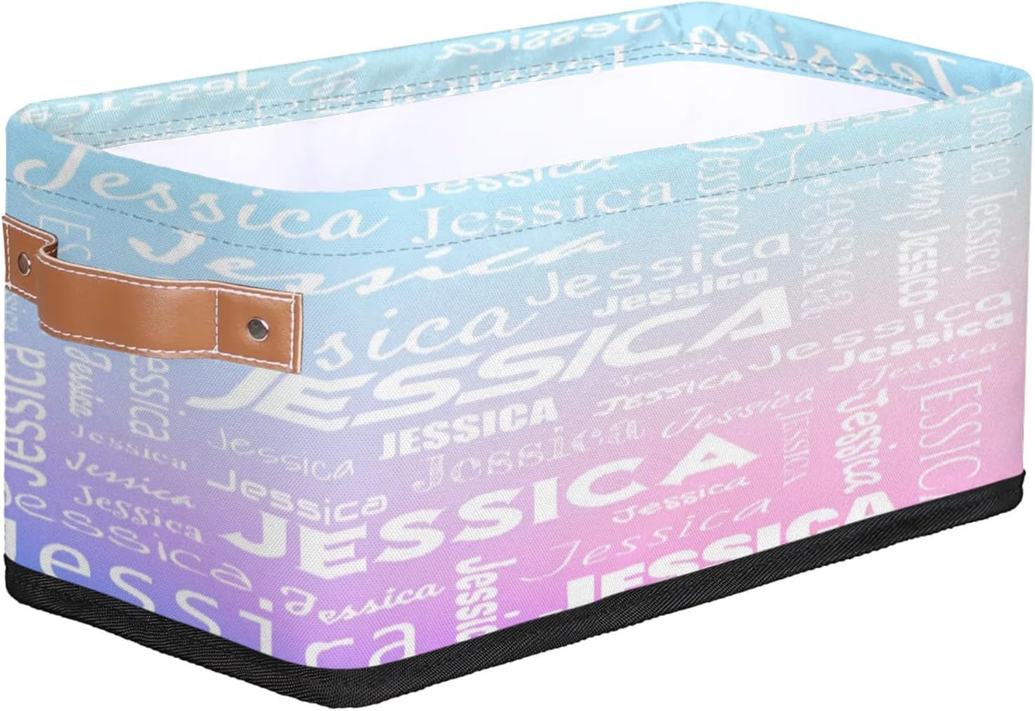 Personalized Collapsible Toy Storage Basket Bin with Name, Custom Storage Box Organizer for Blanket Clothes, Cut Glitter Pattern Shelf Closet Customized Bin with Handles, 1 Pack