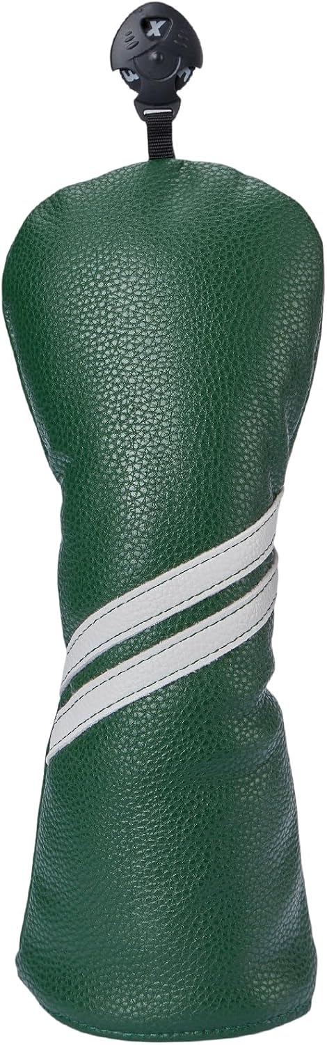 Golf Club Classic Stripes Driver, Fairway Wood and Hybrid Head Cover | Gbourly Vintage PU Leather Headcover, Green and White Available