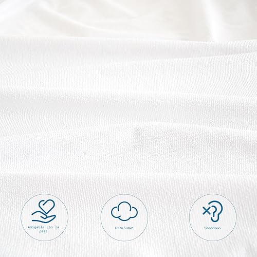 Vista 2 de Cubrecolchón de tela de toalla impermeable, para colchones de hasta 18 pulgadas de alto, sábana bajera lavable a máquina, absorbente, tamaño queen