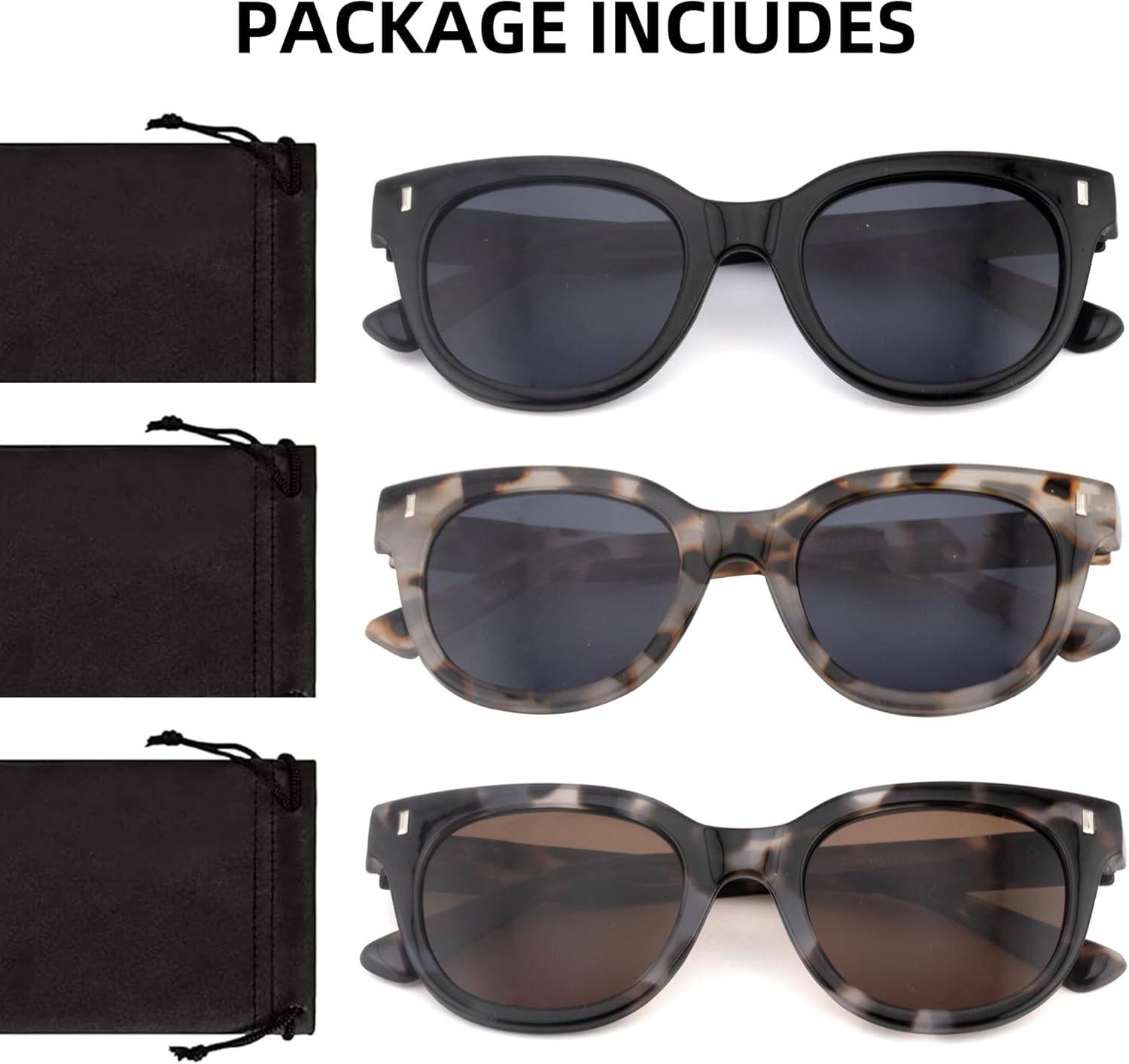 3 Pack Reading Sunglasses for Women Men Classic Outdoor Reader Sunglasses Full Lenses Sun Readers With Metal Spring(BK+ST+DT 1.50) - Image 5