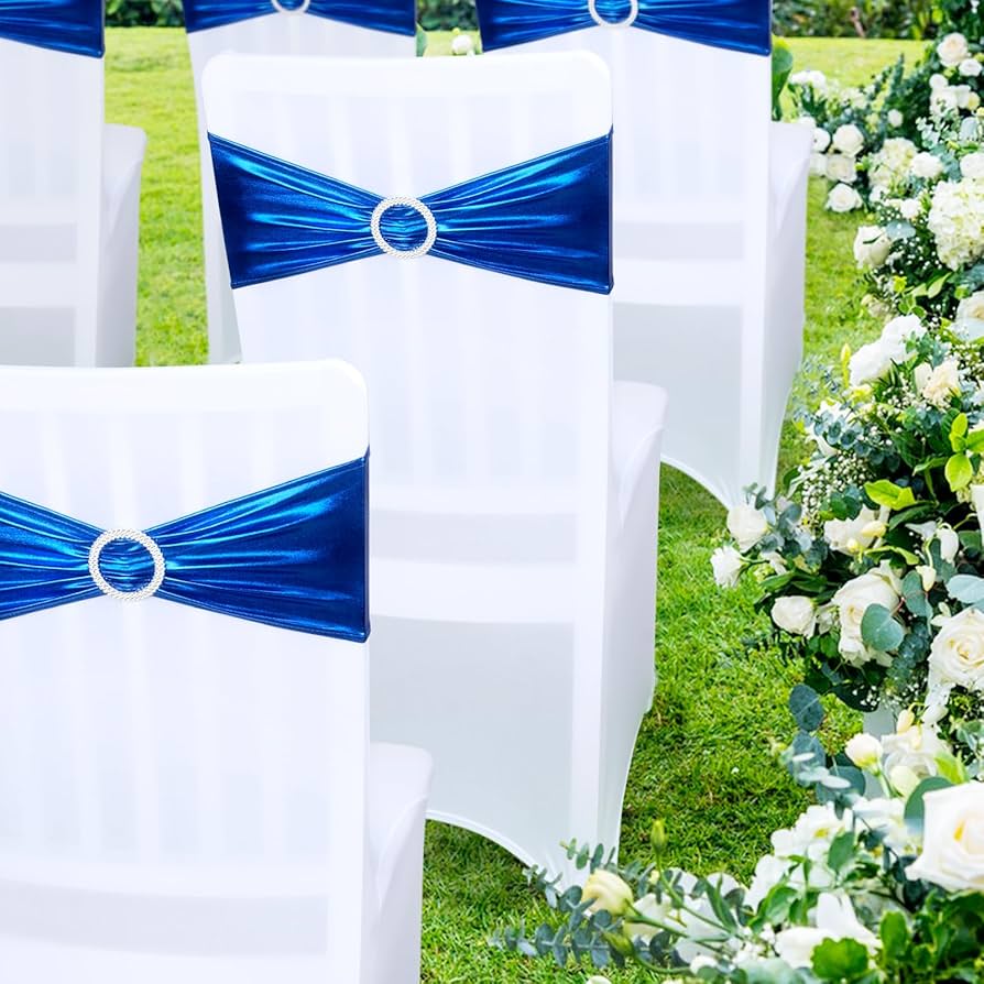 Chair Sash WedDecor Royal Blue Elastic Chair Covers Sashes With