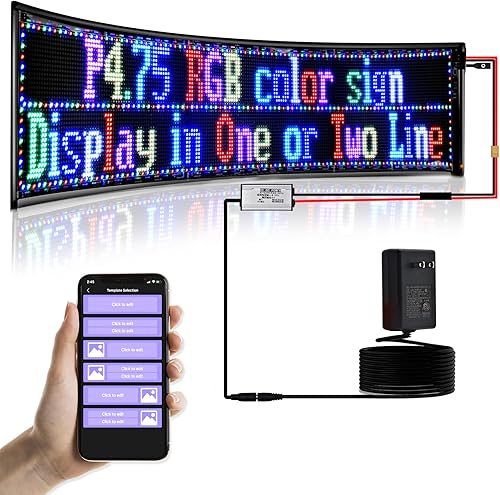 Letrero LED de doble fila, panel de matriz LED flexible programable, control de aplicación Bluetooth, texto de bricolaje, patrones, animaciones (37