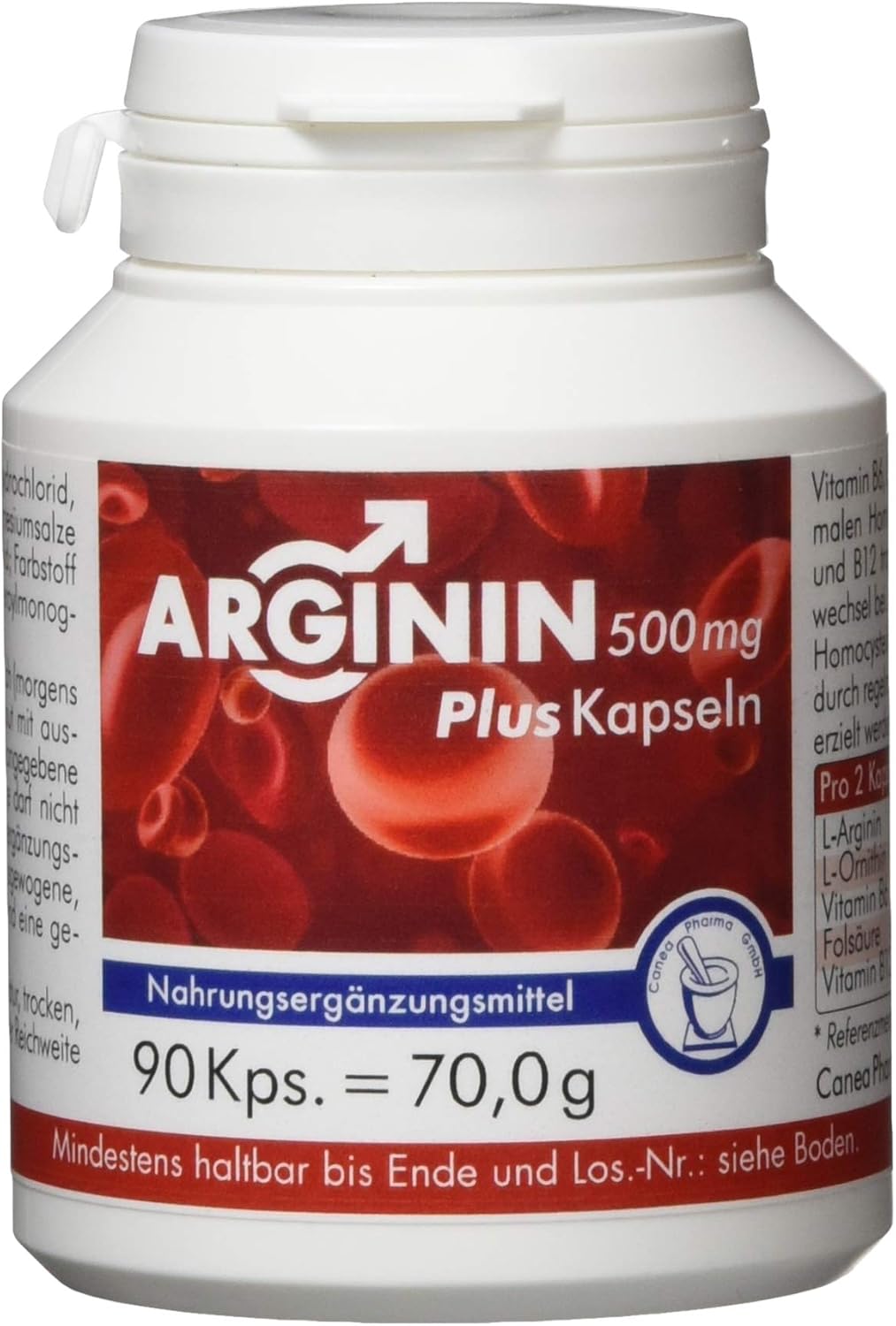 ARGININ 500 mg Plus Kapseln, Arginin 500 plus Vitamin B6 und B12 für
