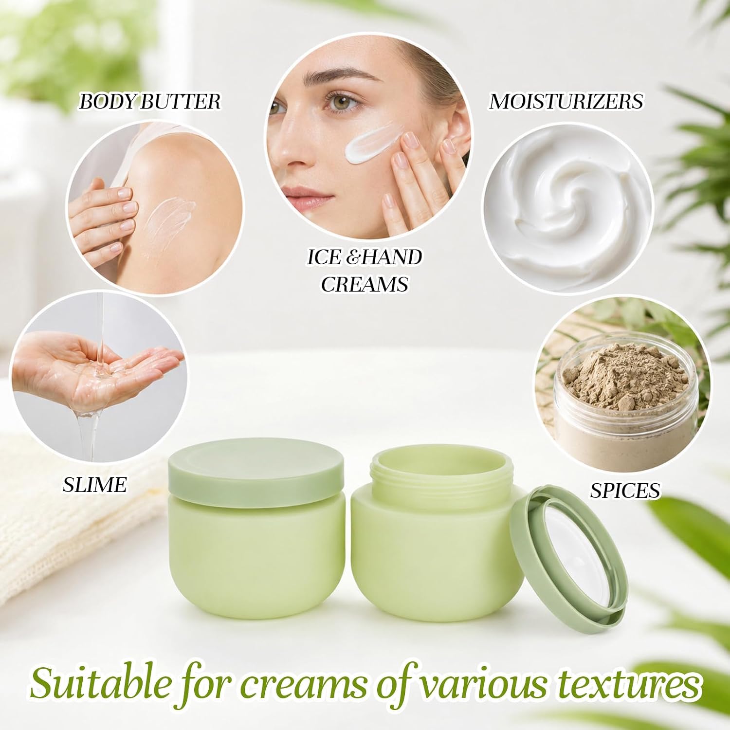 8.8OZ Plastic Jars with Lids, 2Pcs Wide Mouth Lotion Containers