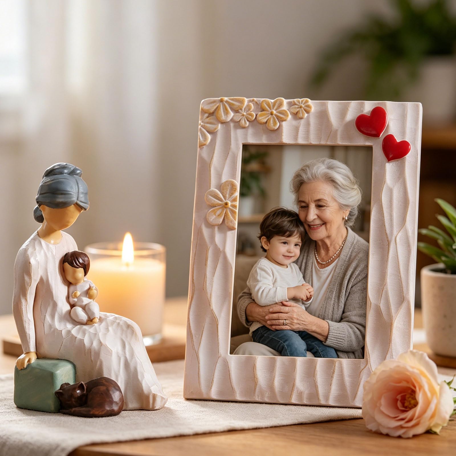 Sculpture en résine peinte à la main pour grand-mère modèle de collection