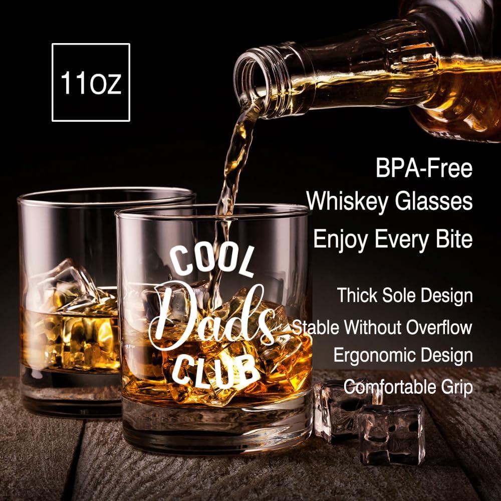 Perfectinsoy Cool Dads Club Whiskey Glass, Father's Day Gifts for Men Dad Grandpa Uncle Husband, Funny Retirement Birthday Gifts for Men Him Daddy Grandpa, Best Dad Ever Whiskey Glass - Image 3