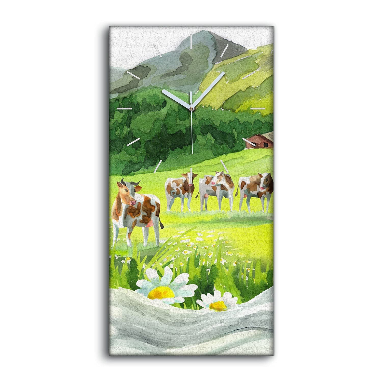 Horloge sur Toile Vaches dans Une Prairie Décoration 30x60cm