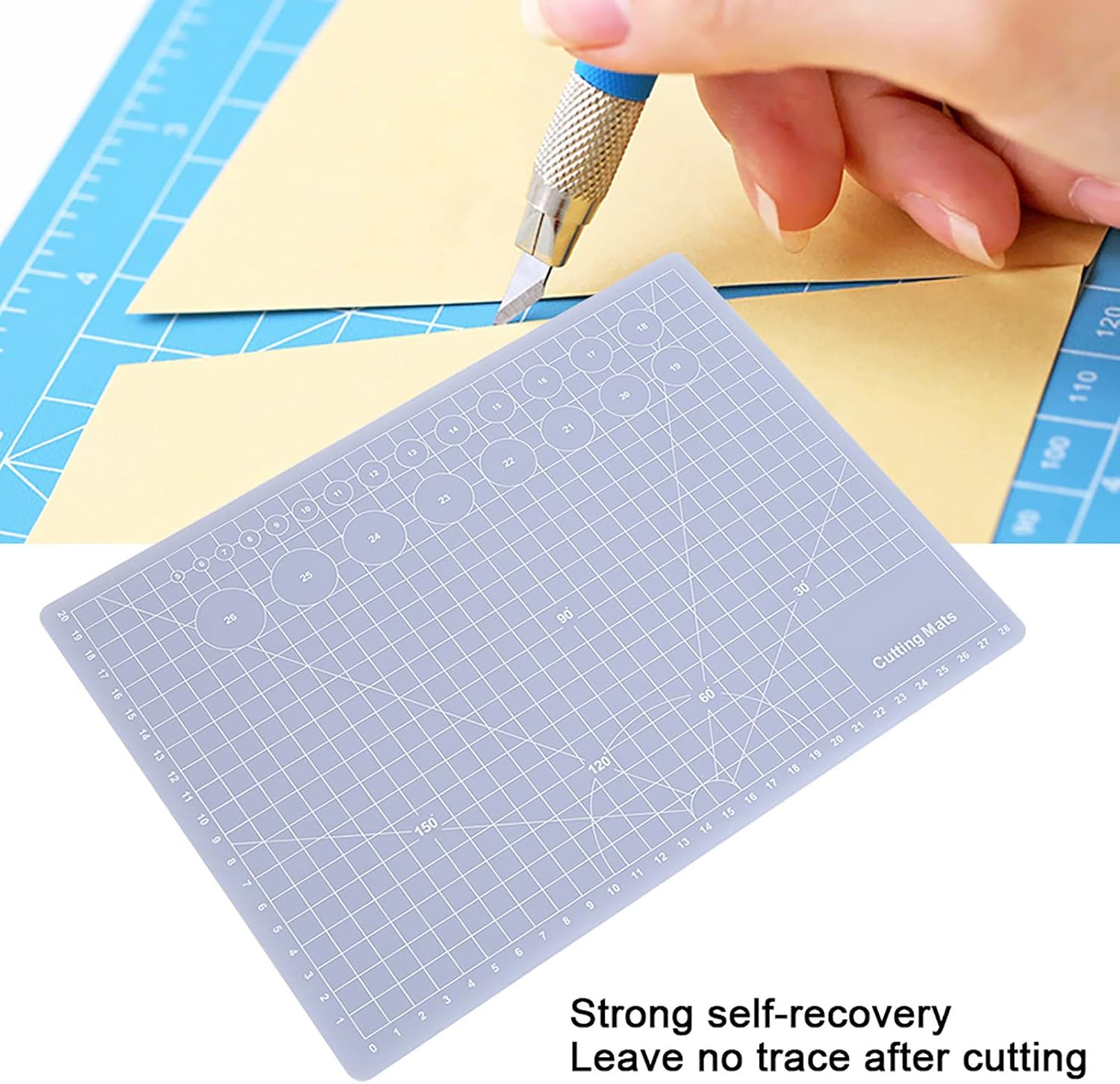 Translucent Cutting Mat, See Through Self Healing Cutting Mat, Non Slip Gridded Cutting Board for Writing, Painting, Paper Sculpture, Etc(A4 Translucent Cutting Board)