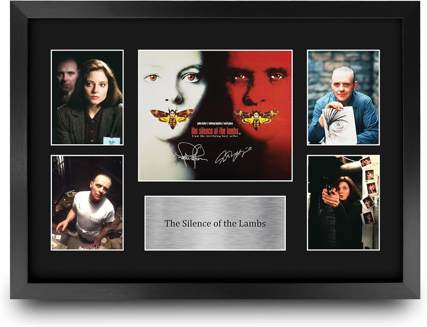 HWC Trading The Silence of the Lambs Anthony Hopkins, Jodie Foster Gifts Printed Signed Autograph Picture for Movie Memorabilia Fans - 16" x 12" Framed