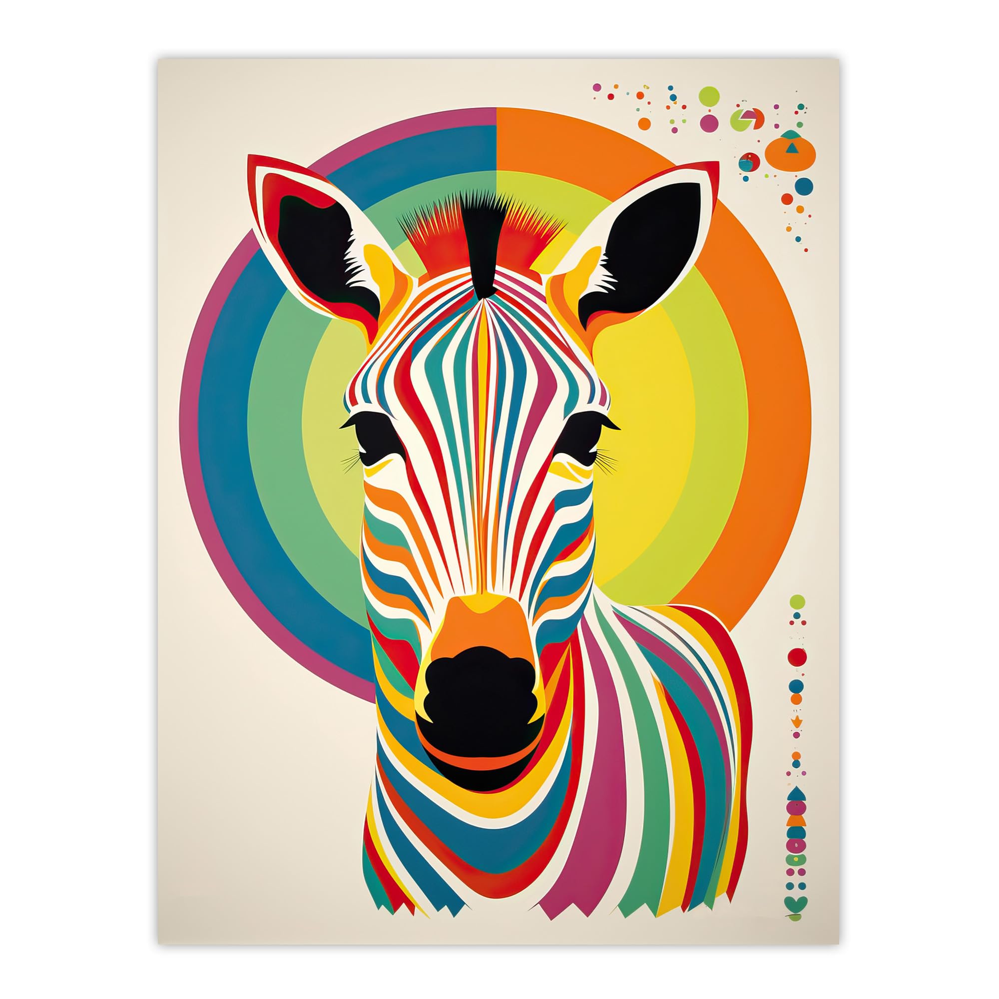 Artery8 Bauhaus Zebra Rainbow Poster Print - 18x24 Inch