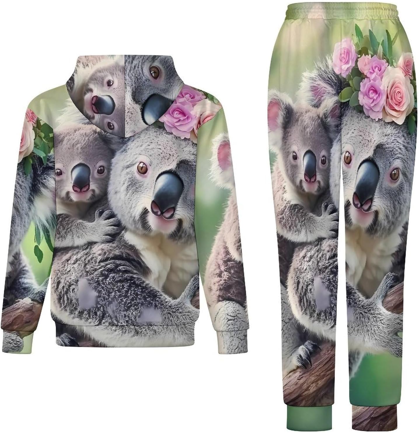 Koala Bear Wildlife Animal Men's Hooded Set Casual 2 Pieces Suits Pullover Tracksuit Hoodies And Sweatpants