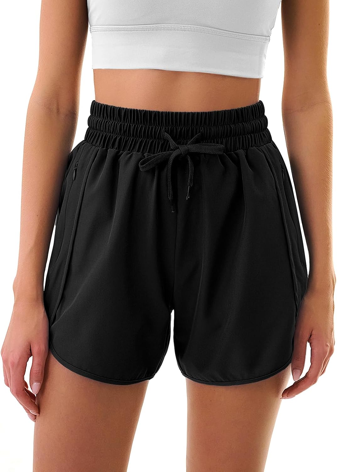 Women's 5" Athletic Running Shorts Lightweight Quick Dry Gym Workout Shorts with Zipper Pockets UPF 50+ - Image 2