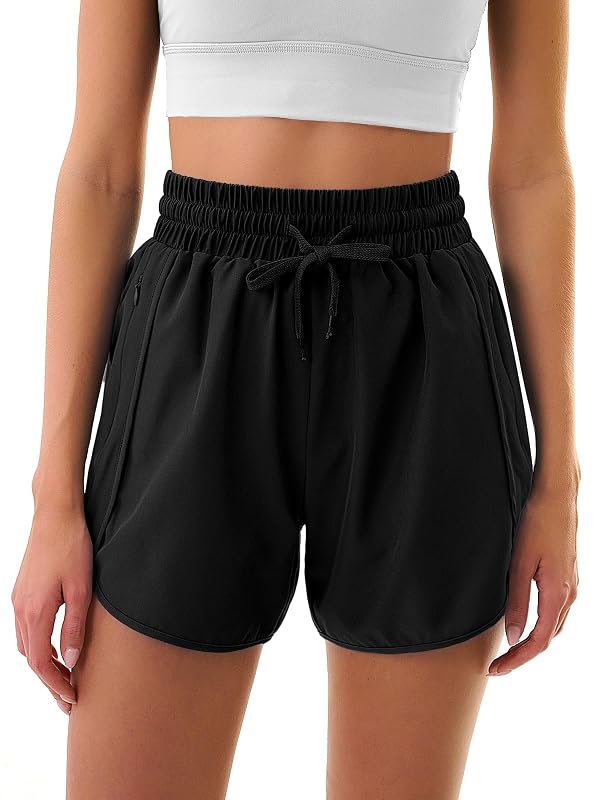 3rd hill Women's 5" Athletic Running Shorts Quick Dry Lightweight Workout Gym Shorts with Zipper Pockets UPF 50+ Black XXL by 3rd hill - Used condition - US$5.78