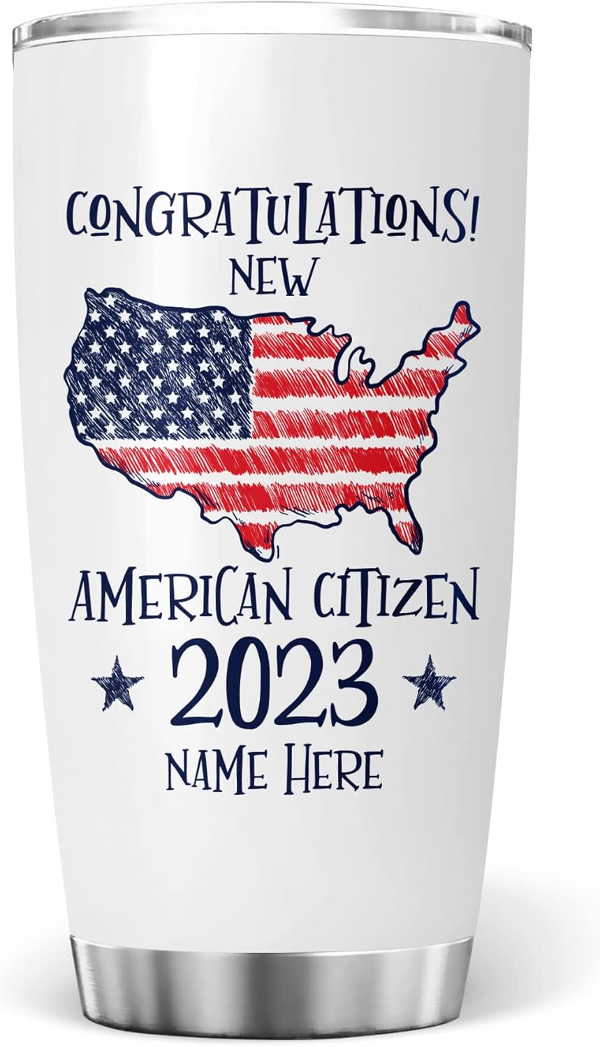 kobalo Personalized Proud American Flag Tumbler