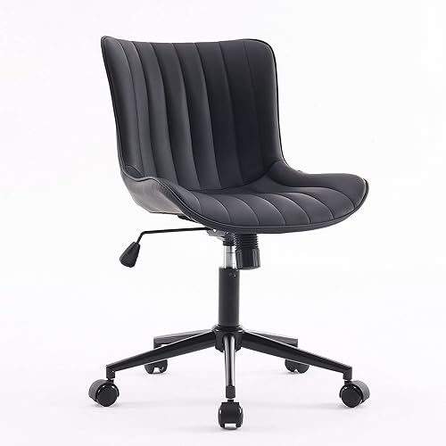 Miniatura 17 de YOUNIKE Silla ergonómica gris de escritorio para oficina en casa, sin brazos, cómoda, pequeña, con ruedas, giratoria, ajustable, moderna