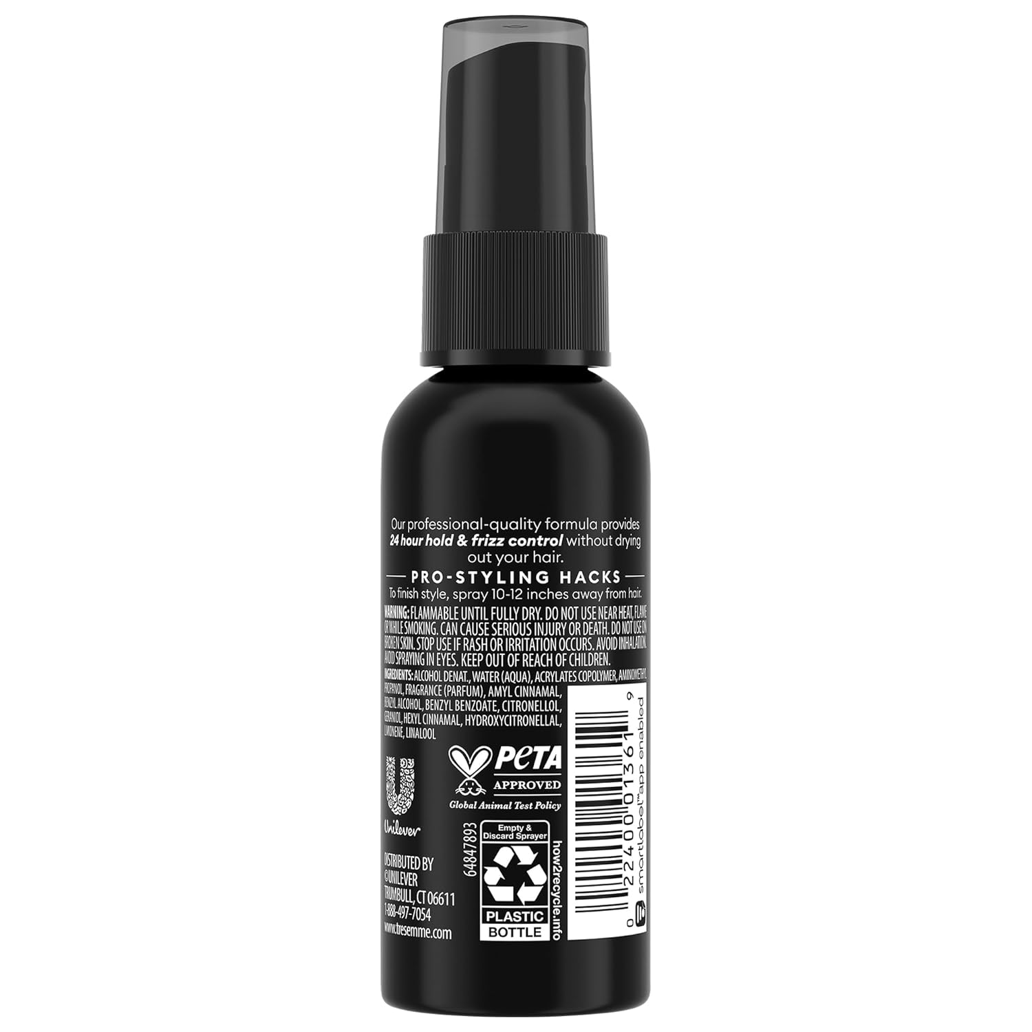 TRESemmé Travel Hairspray, Extra Hold, Non-Aerosol 24-Pack – Hair Styling Products for Layering, Frizz Control, Anti-Humidity Protection, 2 Oz Ea