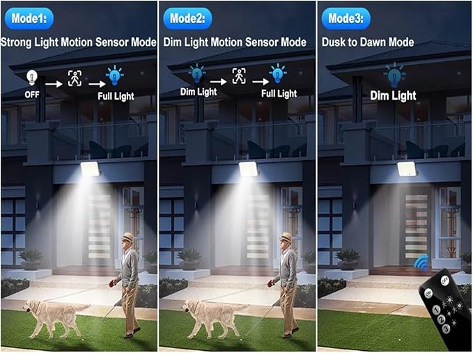 USKI Buitenzonnelampen, LED Solar Outdoor Lights 3 Lighting Modes Wireless Solar Motion Sensor Waterproof Wall Lamp Solar Powered Garden Fence Yard photo 2