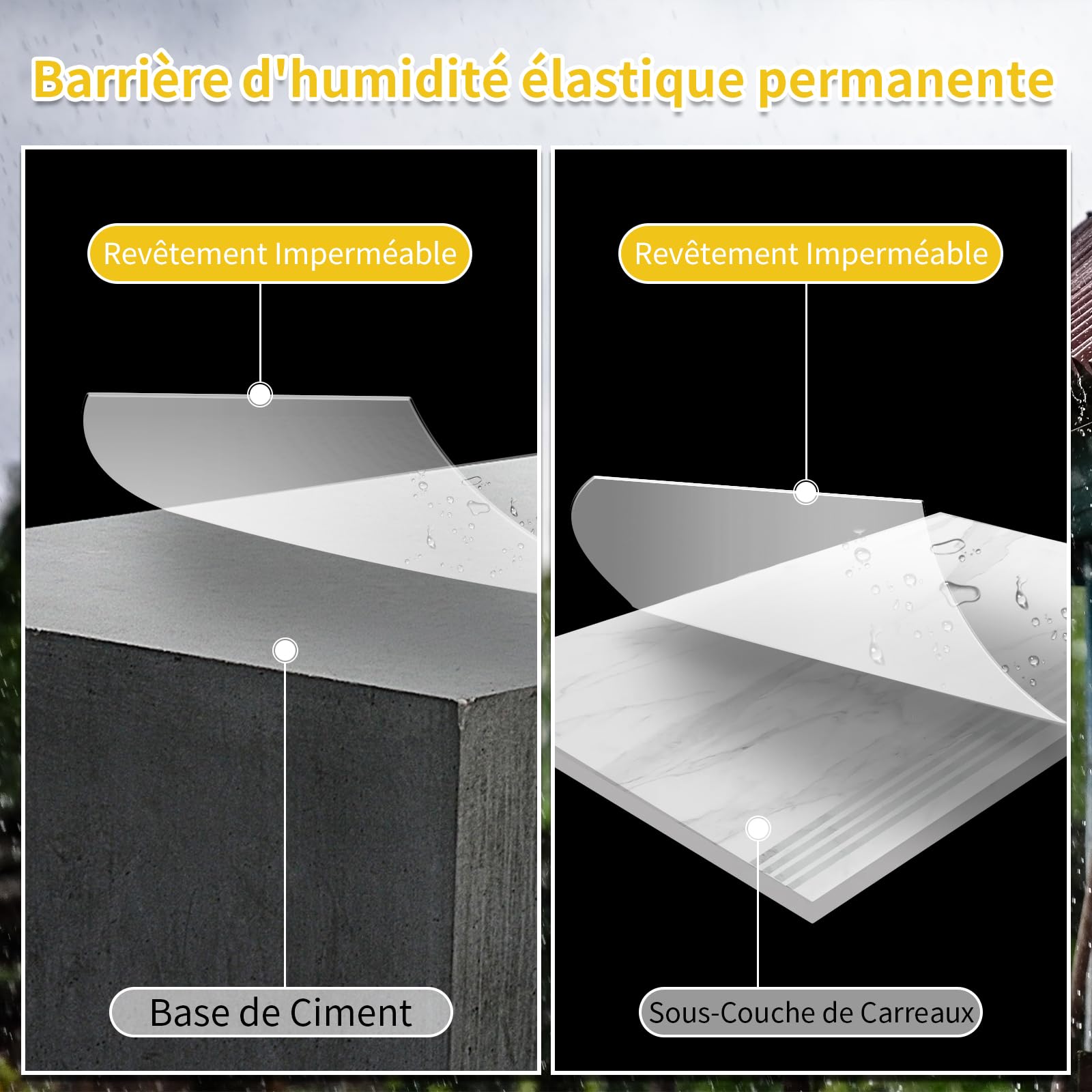 1KG Agent Imperméable Invisible,Membrane d'Étanchéité Waterstop,Joint Etancheite pour l'intérieur et l'extérieur,Waterproof Coating Transparent pour Terrasse,Facade,Toiture et Bain