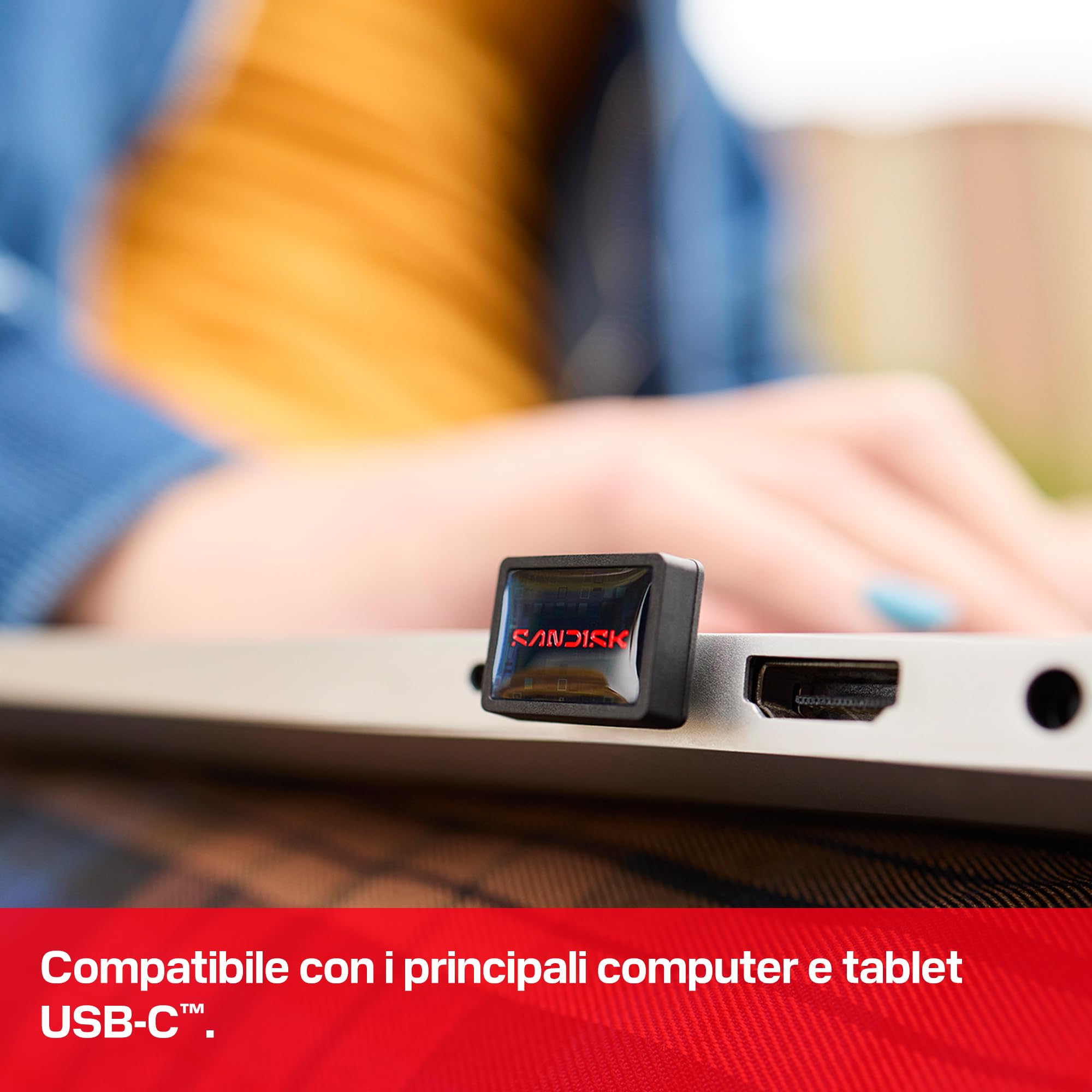 SANDISK Extreme Fit, Unità Flash USB-C 512 GB (Velocità di lettura fino a 400 MB/s, USB 3.2 Gen 1, USB Type-C, storage plug-and-stay, l'app SANDISK Memory Zone)