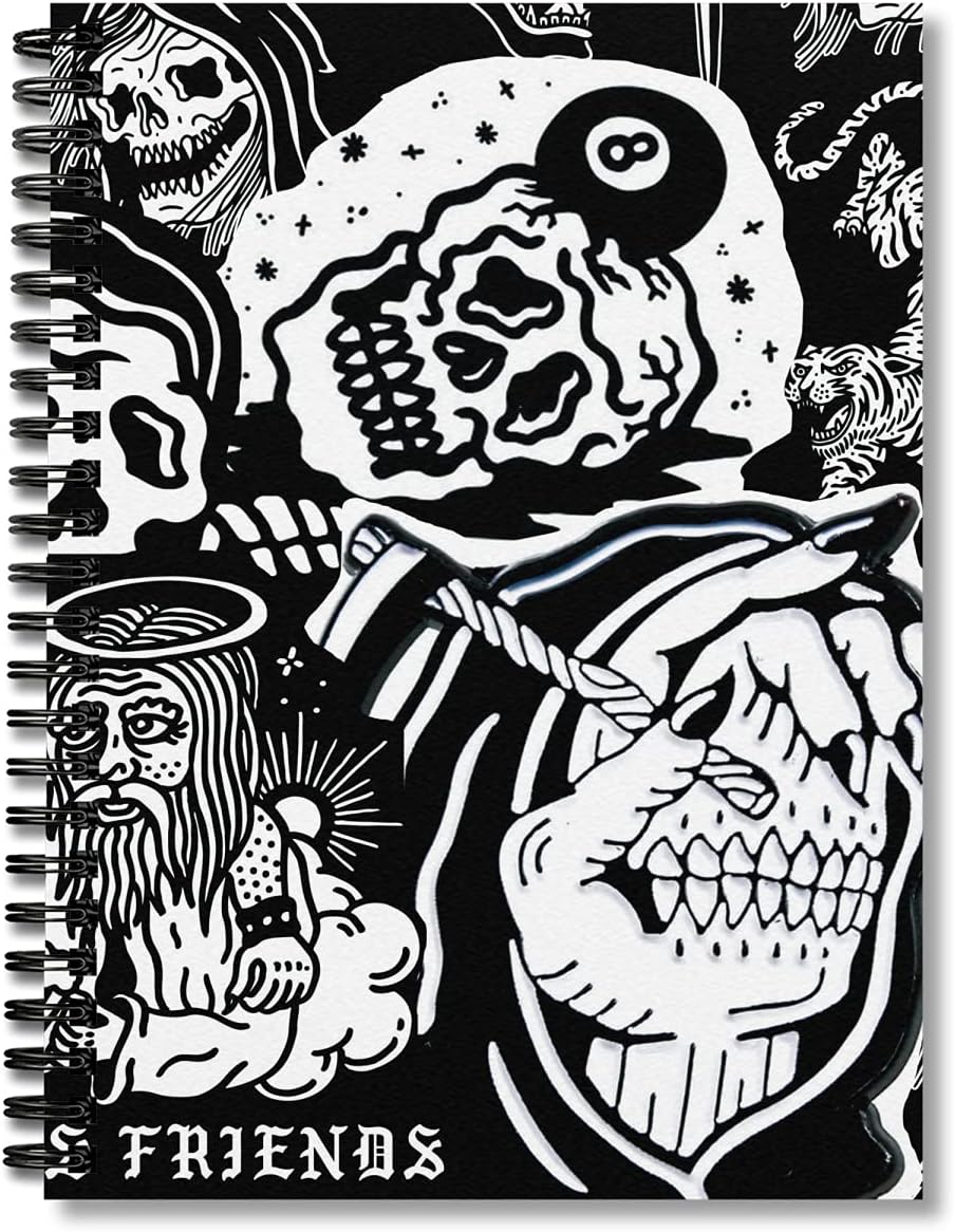 Spiral Notebook Sketchy Journal Tank Planner Collage Composition Notebooks Notepad With Premium Thick Body Progress Tracker