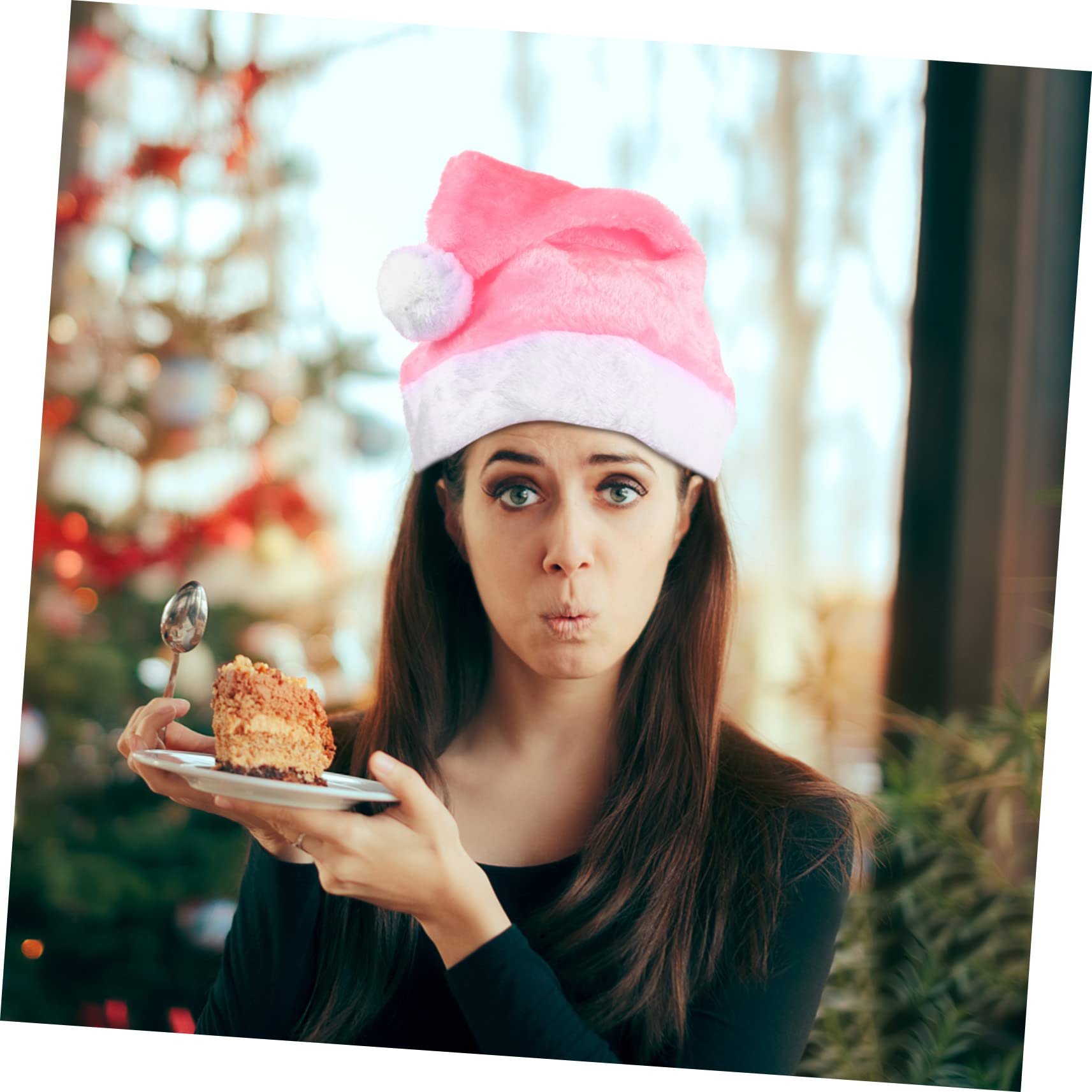 TOPBATHY 5 Piezas Gorro De Papá Noel De Felpa Gorra De Santa Claus Sombrero De Santa Para Fiesta Gorro De Papá Noel De Navidad Sombrero De Navidad De Peluche Felpa Corta Rosa