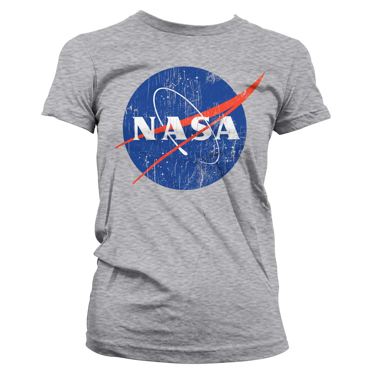 Nasa Women's Heather Grey Officially Licensed Washed Insignia T-Shirt (Heather Grey), Large