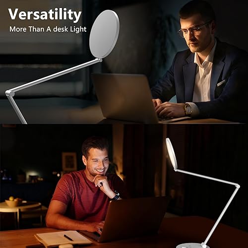 Miniatura 2 de Lámpara de escritorio LED, lámpara de trabajo de computadora de 14 W 1200 LM, luz de escritorio de brazo oscilante de metal, 3 modos de atenuación