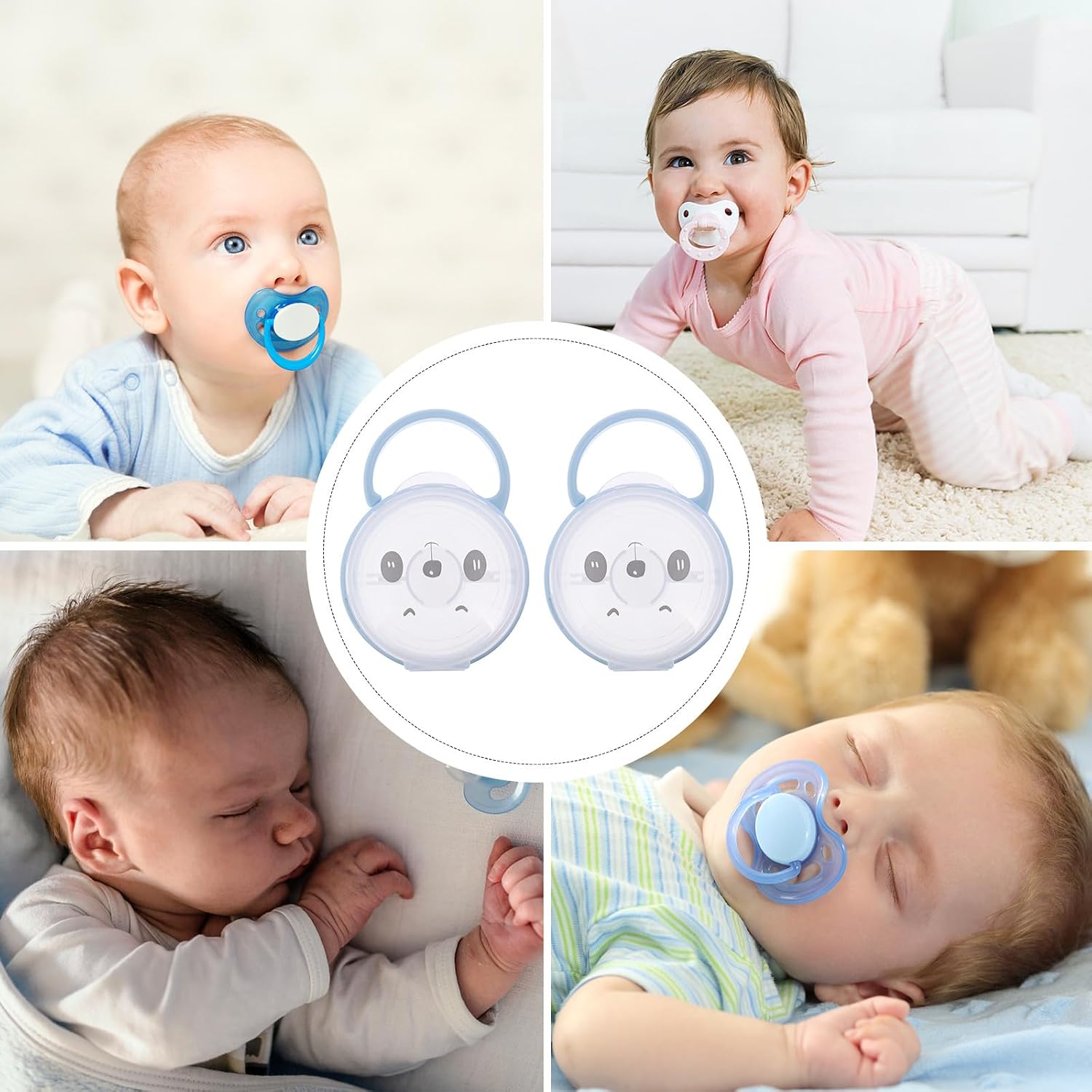 2pcs Storage Case with Handle Pacifier Holder Box Dustproof Portable Soothers Container for Newborn Travel