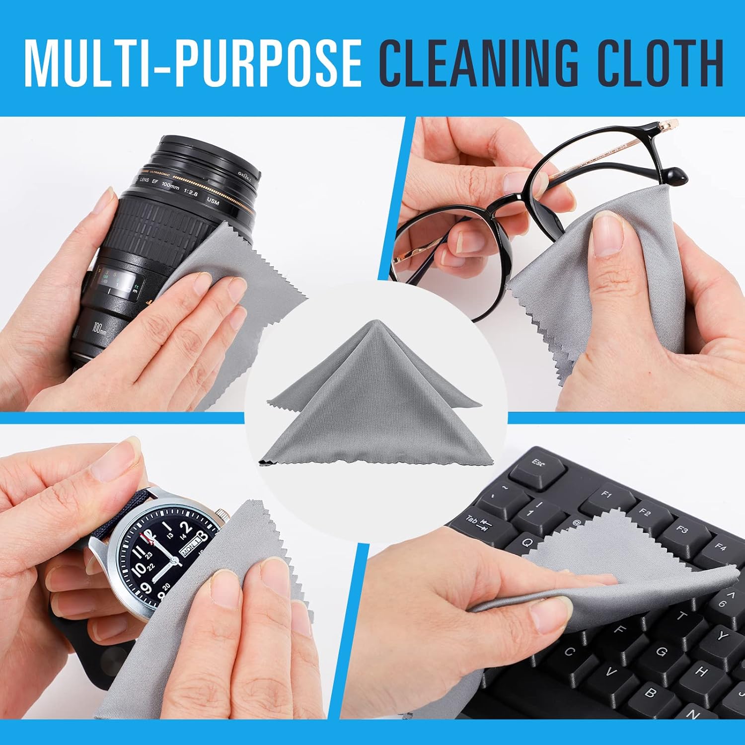 ZONLY 3 Pack Sunglasses Case Portable Travel Zipper Eyeglasses Case Hook With Cleaning Cloth - Image 6