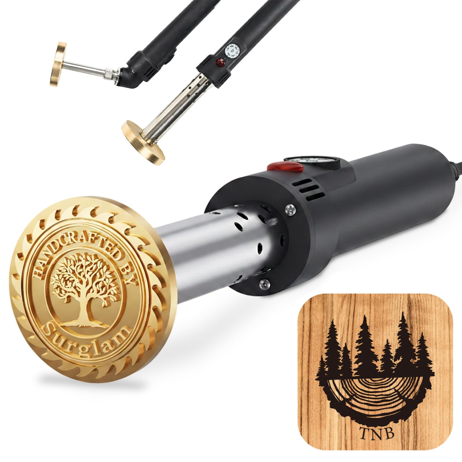 Personalised Electric Branding Iron for Wood, Leather & Wood Burning Stamp, Adjustable Temperature, Wood Burning Metal Stamp, Custom Logo Wood Branding Tool, Gift for Woodworkers(1 inch)
