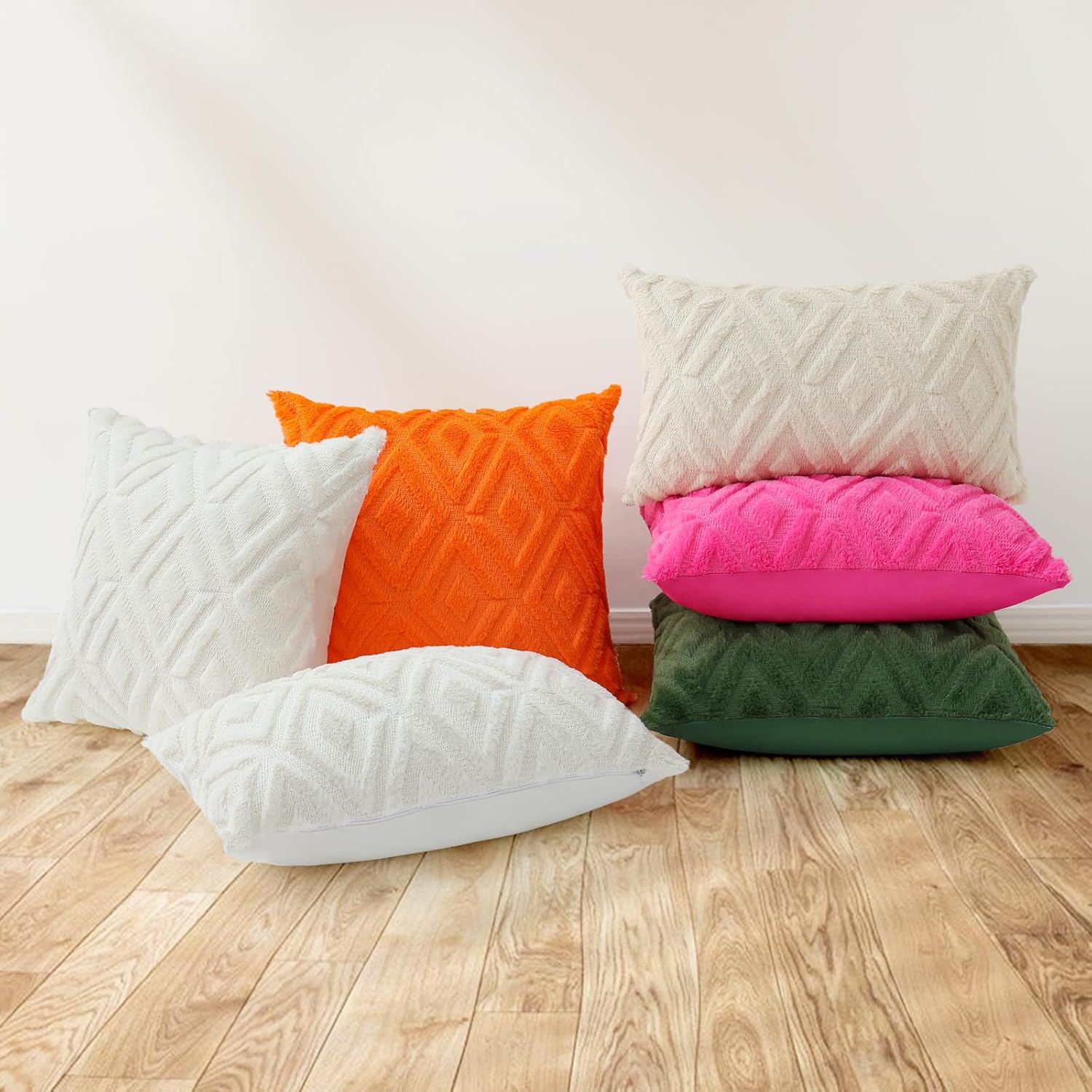 Pallene Summer Forest Elf Euro Sham Throw Pillow Covers 22x22 Set of 2, Soft Plush Faux Fur Decorative Couch Pillow Covers for Sofa Bed Living Room Pillow Cases with 3D Diamond Pattern