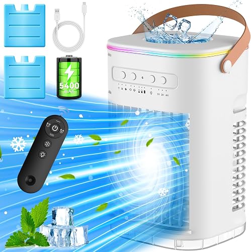 BALKO Mini Air Conditioner, 3 IN 1 Portable Desk Fan w/5400mAh Battery, 3 Speeds