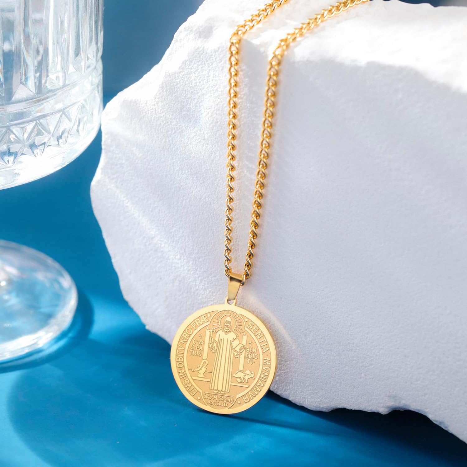 Amaxer Saint Benedict of Nursia Adjustable Necklace for Women Men Saints Medal Religious Protection Pendant Amulet Jewelry - Image 4