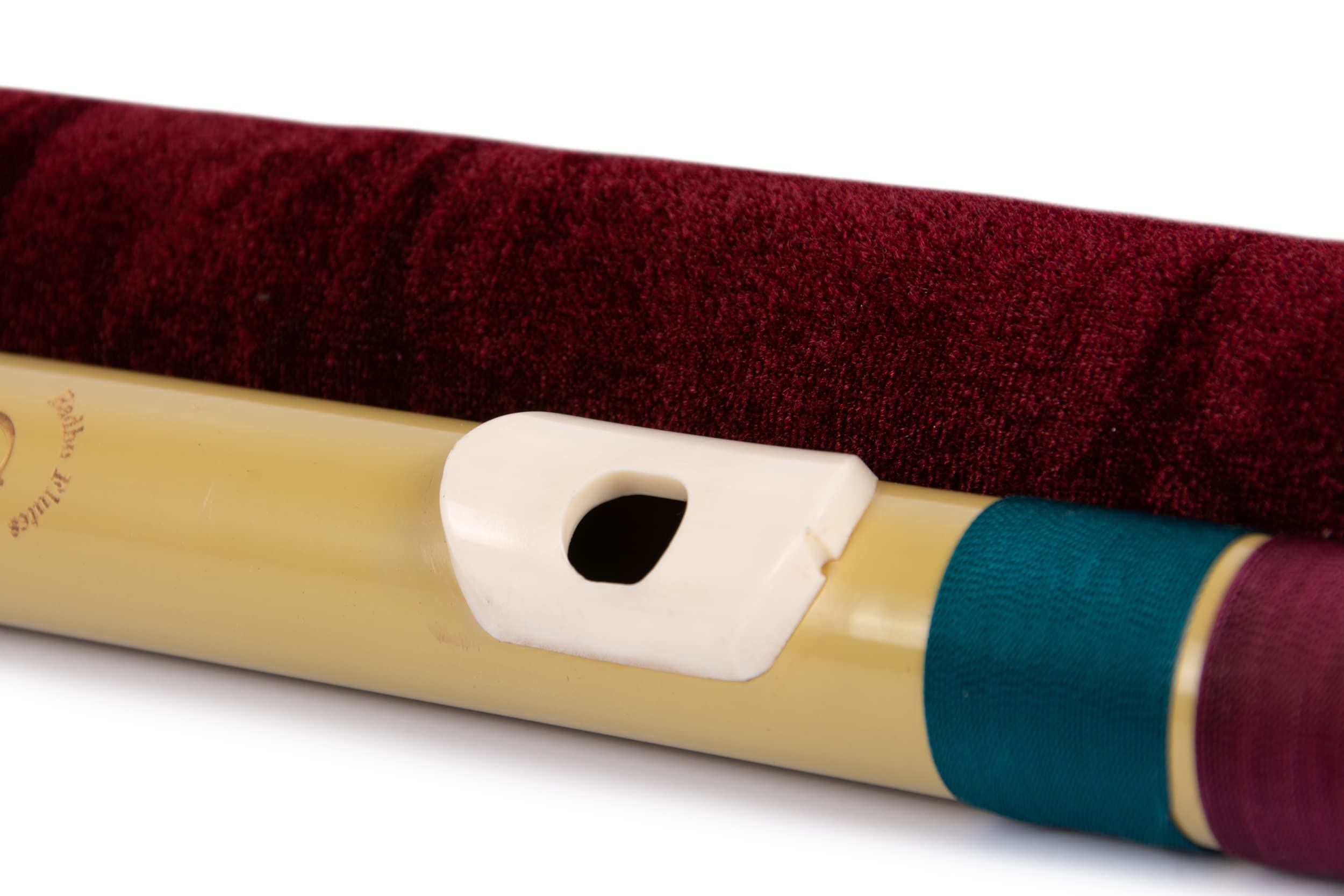 Radhe Flutes PVC Fiber Bass G With Velvet Cover (Beige Flute With Maroon & Dark Green Threads) 4