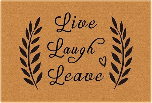 Miniatura 4 de Tapete divertido para puerta con texto en inglés "Live Laugh Leave Welcome Doormat", tapete duradero de perfil bajo antideslizante, tapete para