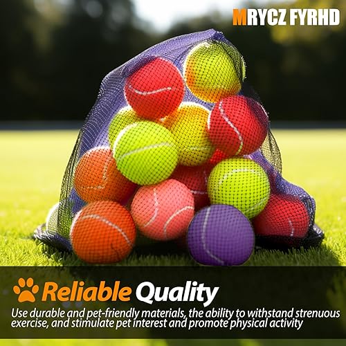 Miniatura 5 de Pelotas de tenis para perros, paquete de 12 juguetes para perros, pelotas de tenis coloridas de 2.5 pulgadas para perros grandes y cachorros que
