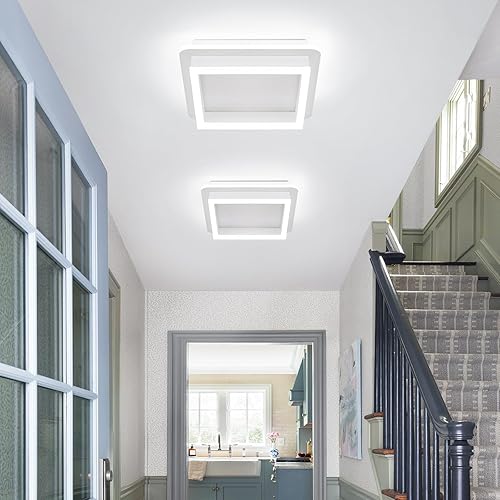 Miniatura 3 de CANEOE Luz de Pasillo Cuadrada de 24W, Moderna Luz de Techo LED de Montaje al Ras, Luces de Acrílico Blanco Cerca del Techo para Dormitorio Comedor