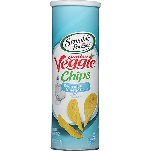 Sensible Portions Patatas fritas de verduras apiladas, sal y vinagre, 5 onzas (paquete de 12)