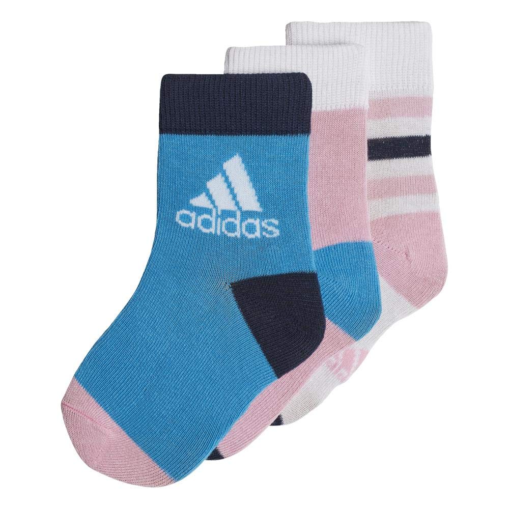 Adidas Kids Girl Socks Training Ankle 3 Pairs Infants Fashion New (EU 31-34 UK 12.5k - US 2)