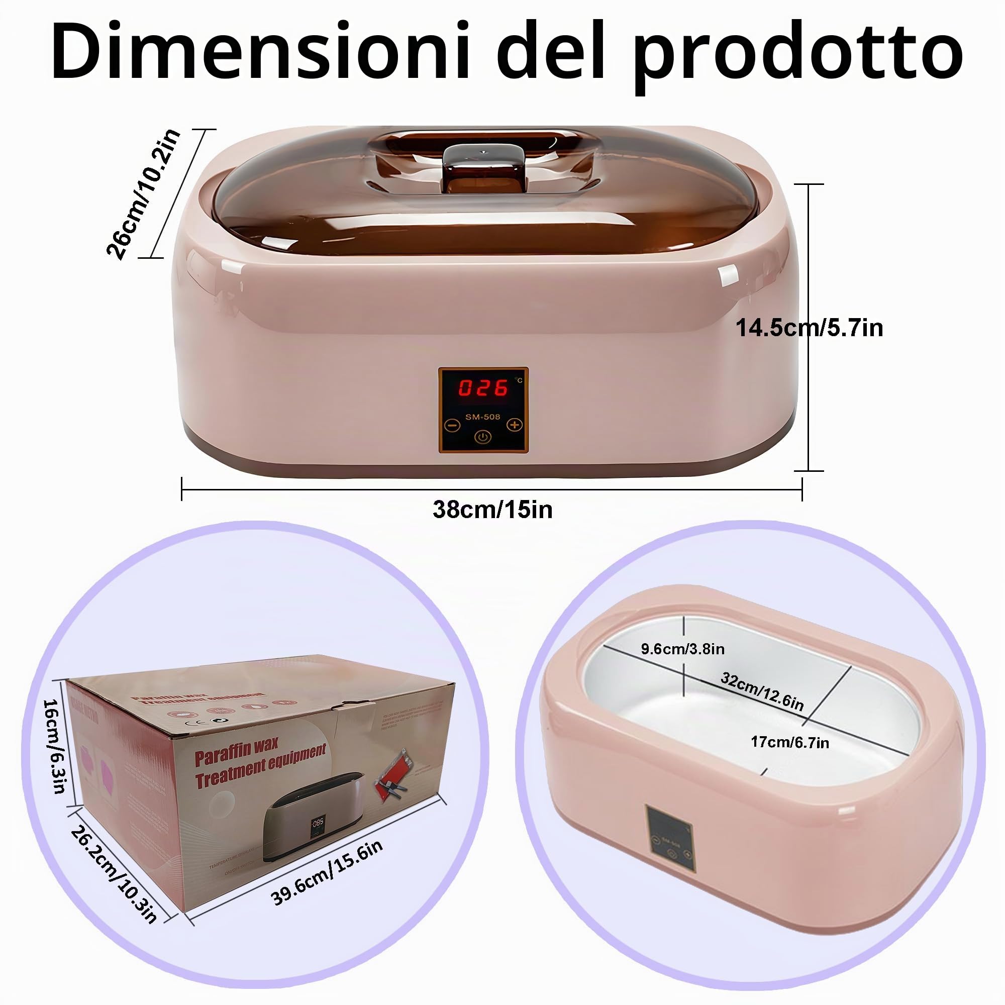 Paraffina Bath,4000ml scalda paraffina mani piedi professionale for Hands and Feet,include cera di paraffina per bagno di paraffina,Bagno di paraffina con tecnologia LED